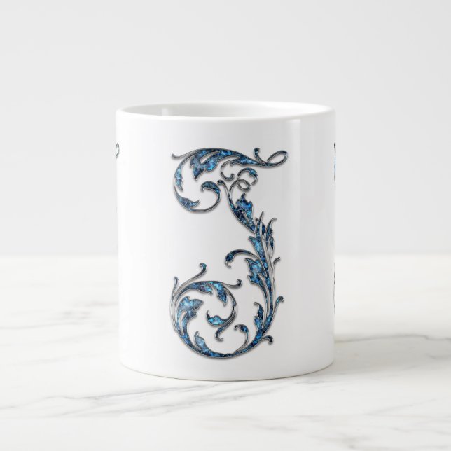 Blue Diamond Stud "J" Monogram Speciality Mug (Front)