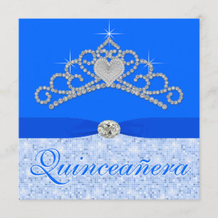 Blue Diamond Tiara Blue Quincenera Invitation