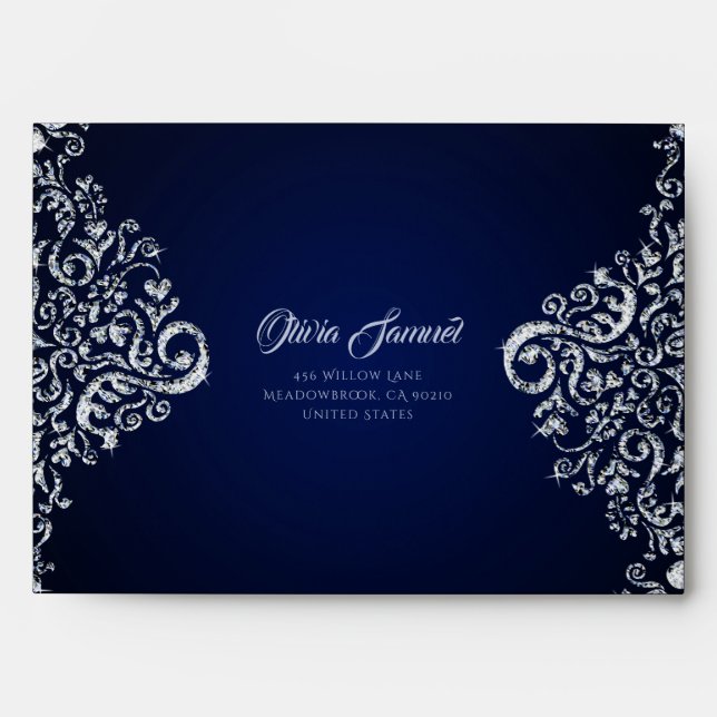 Blue Diamond Wedding Envelope (Front)