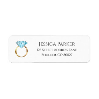 Blue Diamond Wedding Ring Engaged Return Address Label