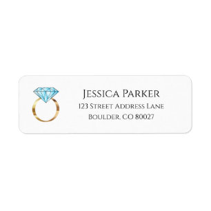 Blue Diamond Wedding Ring Engaged Return Address Return Address Label
