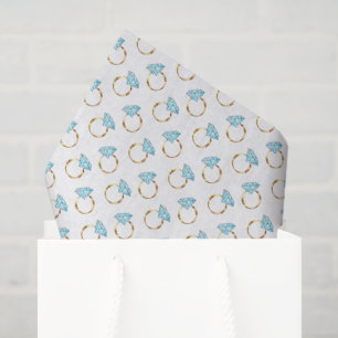 Blue Diamond Wedding Rings Pattern Tissue Paper