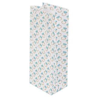 Blue Diamond Wedding Rings Pattern Wine Gift Bag