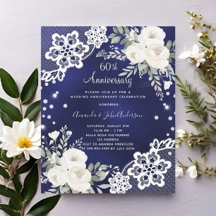 Blue diamonds 60th wedding anniversary invitation