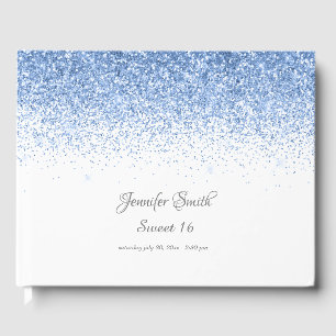 Blue Diamonds Glitter Sweet Sixteen Guest Book