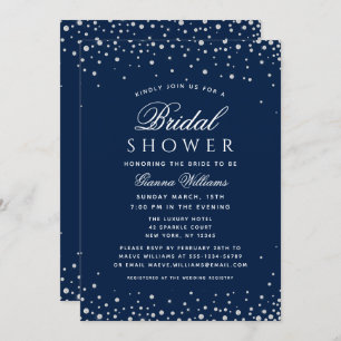 Blue Diamonds Modern Luxury Bridal Shower Invitation