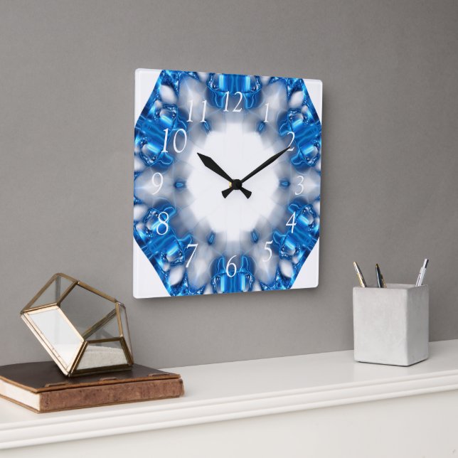 Blue Diamonds Square Wall Clock (Office)