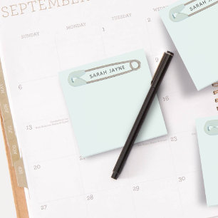 Blue Diaper Pin Baby Shower Square Post-It Notes