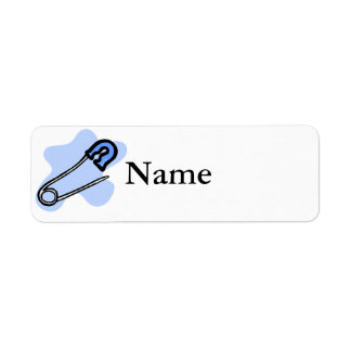 Blue Diaper Pin Return Address Label
