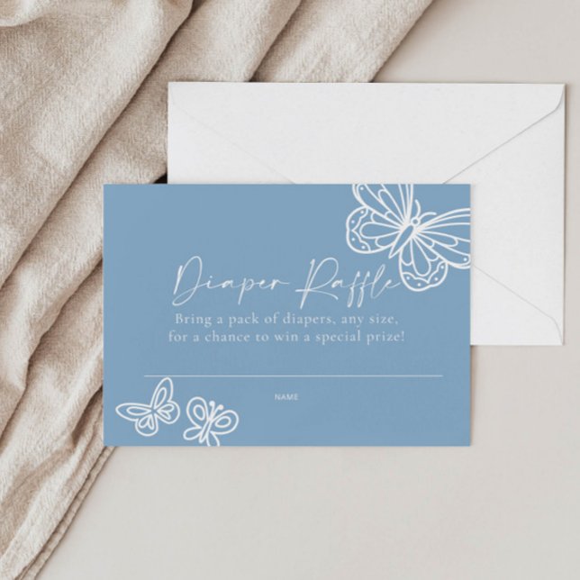 Blue Diaper Raffle Boho Baby Shower Card  (Creator Uploaded)
