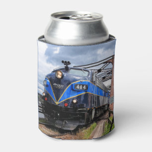 Blue Diesel Engine Locomotive on Bridge Railfan Ca Can Cooler