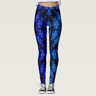 Blue Digital Abstract Floral Pattern  Leggings