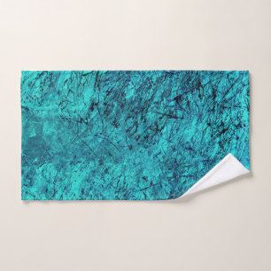 Blue digital art with many mixed/labyrinthic lines hand towel