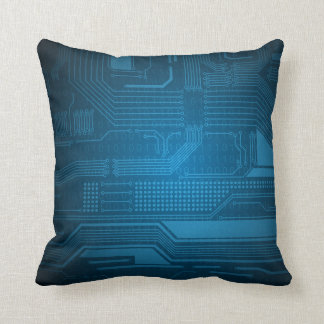 Blue Digital Binary Code Technology Pillow