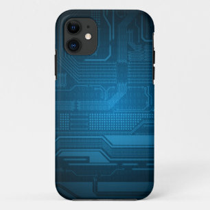 Blue Digital Binary Code Technology Style iPhone 11 Case