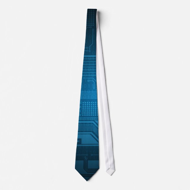 Blue Digital Binary Code Technology Tie (Front)