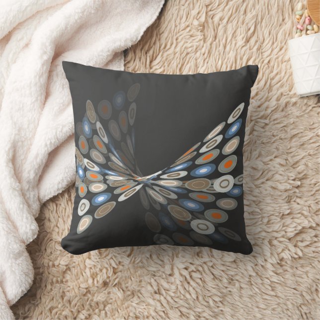 Blue Digital Butterfly Graphics Art Pillow Cushion (Blanket)