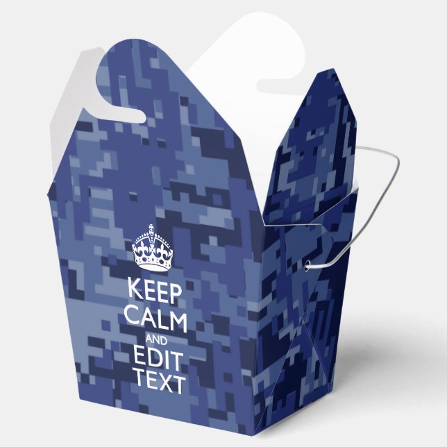 Blue digital camo KEEP CALM AND Edit Text Favour Box (Opened)