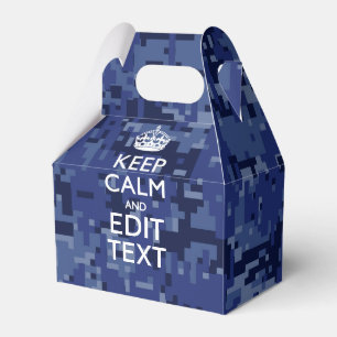 Blue digital camo KEEP CALM AND Edit Text Favour Box