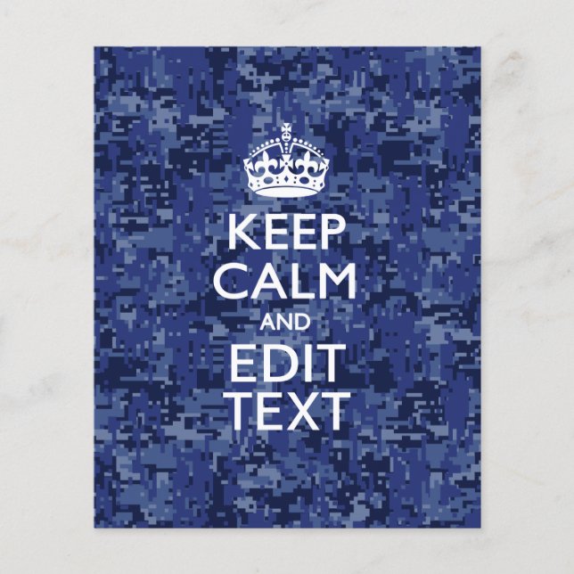 Blue digital camo KEEP CALM AND Edit Text Flyer (Front)