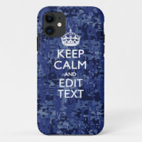 Blue Digital Camo KEEP CALM Your Text