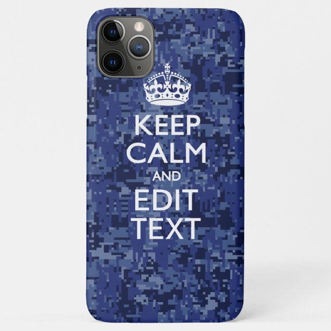 Blue Digital Camo KEEP CALM Your Text Case-Mate iPhone Case (Back)
