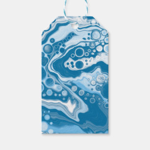 Blue Digital Fluid Art Marble Pour Painting Cells Gift Tags