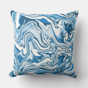  Blue Digital Fluid Art Marble Stripes    Cushion