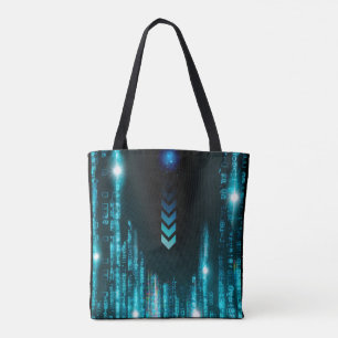 Blue Digital Galaxy Starry Space Tote Bags