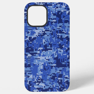 Blue Digital Pixels Camouflage Decor Texture iPhone Case