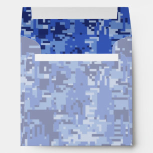 Blue Digital Pixels Camouflage Texture Envelope