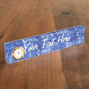 Blue Digital Pixels Camouflage Texture Nameplate