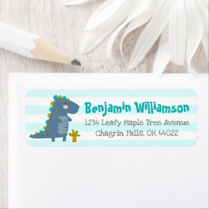 Blue Dino Boy Preschool Kindergarten Grad Address Return Address Label