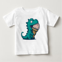 Blue Dino Loves Ice Cream - Funny Cartoon Art