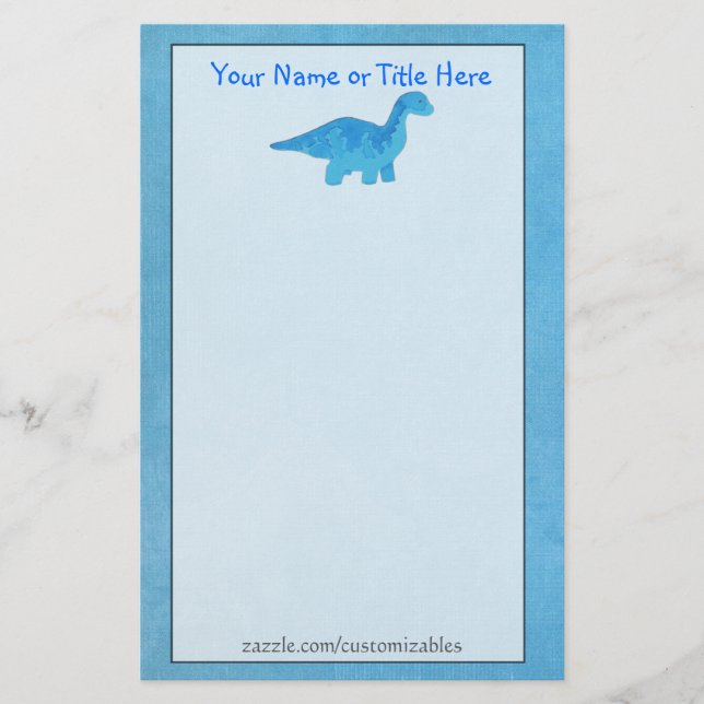 Blue Dino Stationery (Front)