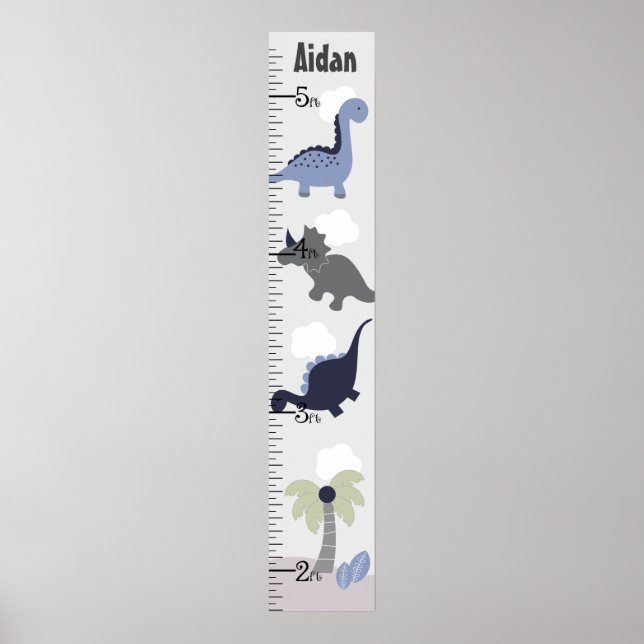 Blue Dinosaur Adventure Growth Chart (Front)