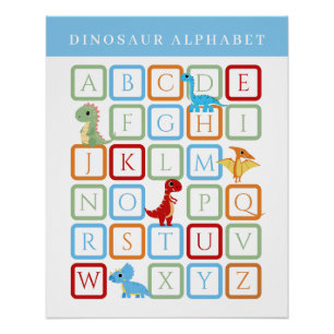 Blue Dinosaur Alphabet Educational Poster