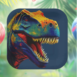  Blue Dinosaur Birthday Paper Plate