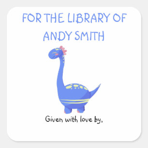 Blue Dinosaur - bookplate label
