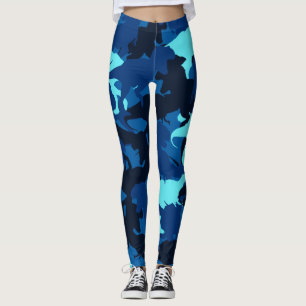 Blue Dinosaur Camouflage Pattern Leggings