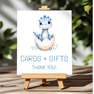 Blue Dinosaur Cards and Gifts Baby Shower Sign