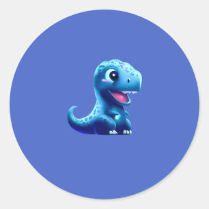 Blue Dinosaur Cute Classic Round Sticker