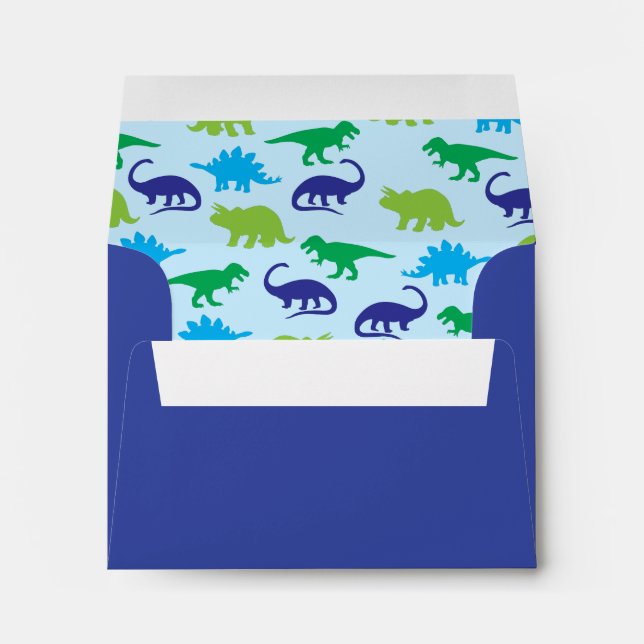 Blue Dinosaur Cute Kid's Dino Envelope (Back (Bottom))