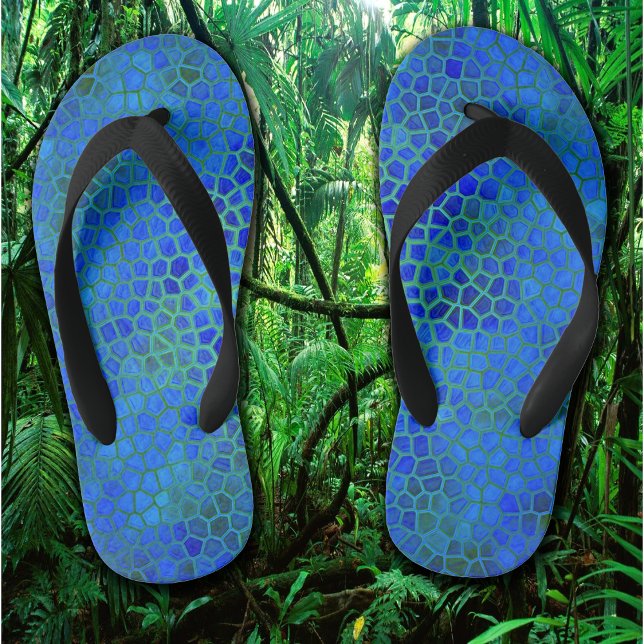 Blue  Dinosaur Hide Pair of Flip Flops (Blue Dinosaur Hide Kids Flip Flops)