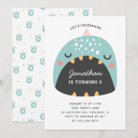 Blue dinosaur. Kids funny dino. Baby boy birthday