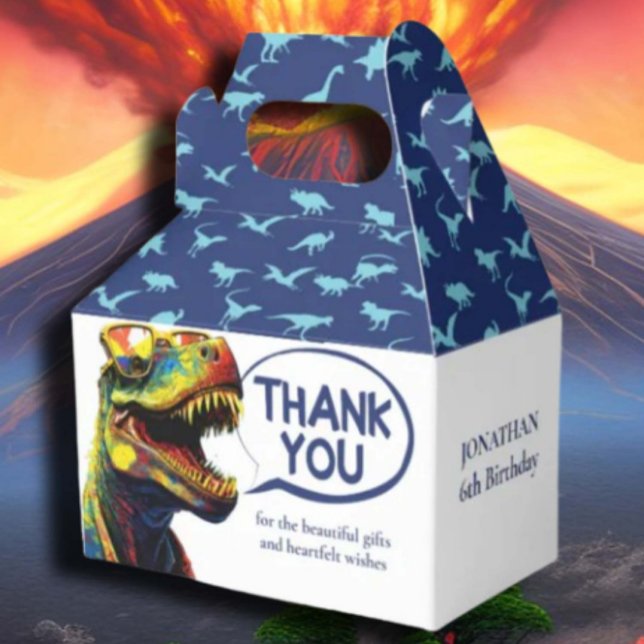 Blue dinosaur patterns kids favour box ( Delight your little paleontologists with our dinosaur patterns kids favor boxes! )