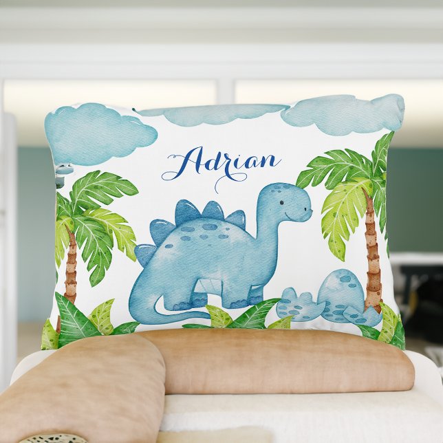 Blue dinosaur personalised baby name pillow (Blue dinosaur personalised baby name pillow)