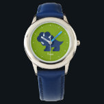 Blue Dinosaur Personalised Watch<br><div class="desc">This fun watch features a sweet vector illustration of a sweet dinosaur,  and can be personalised with your child's name,  monogram,  initial,  or any text of your choice for a perfect custom gift.</div>