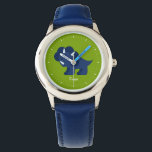 Blue Dinosaur Personalised Watch<br><div class="desc">This fun watch features a sweet vector illustration of a sweet dinosaur,  and can be personalised with your child's name,  monogram,  initial,  or any text of your choice for a perfect custom gift.</div>