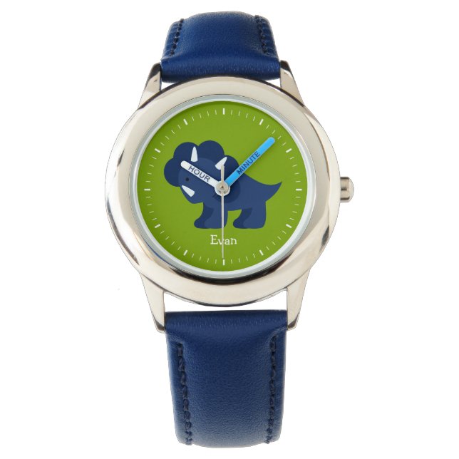 Blue Dinosaur Personalised Watch (Front)
